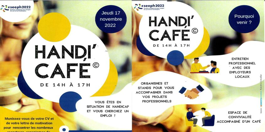 HANDICAFE Salle Barbillat-Touraine à Châteauroux le jeudi 17 novembre de 14heures à 17heures Entrée libre